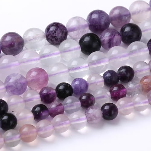 6 mm violette Fluorit-Perlen, runde lose Perlen, natürliche Edelsteinperlen, Kristall-Energiesteinperlen für Schmuckherstellung, DIY, Armband, Halskette von Airheartwx
