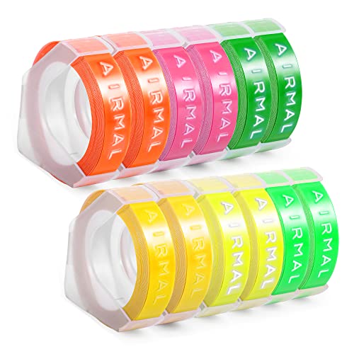 Prägegerät Etiketten kompatibel mit Dymo Prägeband 9mm Schwarz für Etikettenband Ersatz kompatibel mit Selbstklebendes 3D Dymo Omega Etikettenband für Omega Junior Prägegerät, 12 Rollen von Airmall