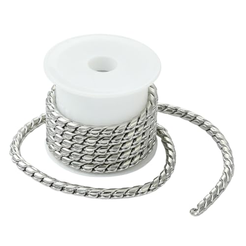 Airssory 1 m lange Gliederkette aus 304 Edelstahl mit Spule, Schlangenkette, unlackierte Halskette für Schmuckherstellung, Bastelarbeiten, 4,8 mm von Airssory