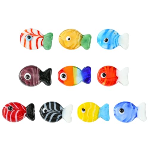Airssory 10 Stück 10 Stile Lampwork Fisch Perlen Ozean Meer Tiere Jesus Glasperlen für DIY Schmuck Armband Halskette Ohrring Handwerk Tasche Schlüsselanhänger Telefon Dekor von Airssory