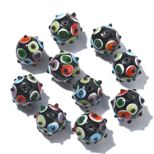 Airssory 10 Stück 15 ~ 16 mm handgefertigte Lampwork-Glasperlen Abstandshalter Kürbis runde Perlen für Armbänder, Ohrringe, Schmuckherstellung Airssory 10 Stück 15 ~ 16 mm handgefertigte Lampwork-Glasperlen Abstandshalter Kürbis runde Perlen für Armbänder, Ohrringe, Schmuckherstellung von Airssory