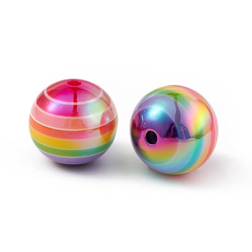 Airssory 10 Stück 16 mm Regenbogen-schillernde Kaugummi-Harz-Perlen bunte, klobige, runde Perlen für DIY-Schmuck, Armband, Halskette, Ohrringe, Handwerk, Tasche, Schlüsselanhänger, Handy-Dekoration von Airssory