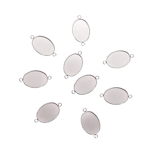 Airssory 10 Stück 18,5 x 13,5 mm Edelstahl Cabochon Anschlusseinstellungen Glatte Kante Lünette Tassen Ovale Rohlinge Basiseinstellung Tablett für DIY Schmuckherstellung von Airssory