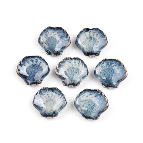 Airssory 10 Stück blaue Muschelförmige Keramik-Porzellan-Perlen Ozean-Meerestier-Abstandshalter Perlen für DIY Schmuck Armband Halskette Handwerk Ohrring Schlüsselanhänger Tasche Dekor von Airssory