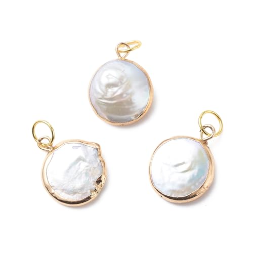 Airssory 10 Stück flache runde barocke natürliche Perlen-Charms mit 304 Edelstahl-Binderingen für DIY-Schmuck, Halsketten, Armbänder, Ohrringe, Handwerk, Tasche, Schlüsselanhänger, Handy-Dekor Airssory 10 Stück flache runde barocke natürliche Perlen-Charms mit 304 Edelstahl-Binderingen für DIY-Schmuck, Halsketten, Armbänder, Ohrringe, Handwerk, Tasche, Schlüsselanhänger, Handy-Dekor von Airssory