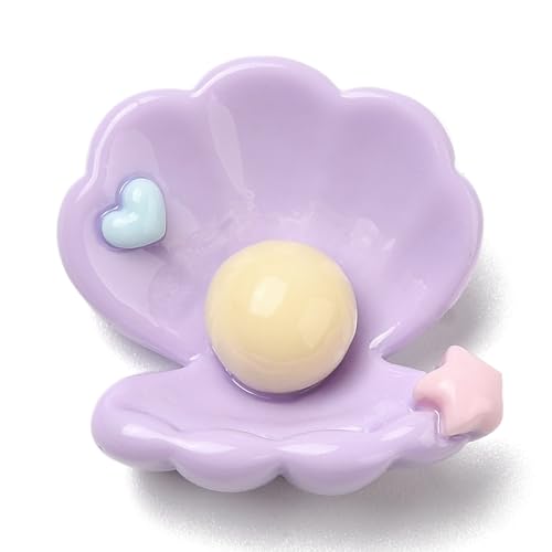 Airssory 10 Stück schöne lila Muschelförmige Harz-Cabochons Cartoon-Meerestier-Ozean-Strand-Perlen ohne Loch für DIY Schmuck Verzierung Handwerk Schuhbeutel Handyzubehör von Airssory