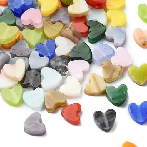 Airssory 100 Stück 17 Farben herzförmige handgefertigte Lampwork-Abstandshalter Perlen Sweet Love Glas lose Perlen für Valentinstag DIY Ohrringe Halskette Armband Schmuck Handwerk von Airssory