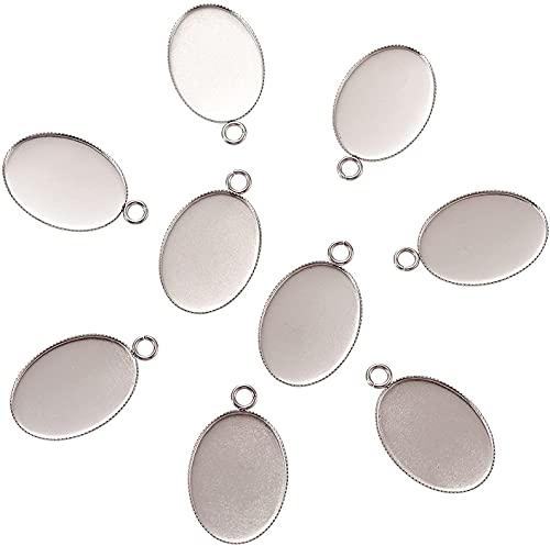 Airssory 100 Stück 25x18mm Anhänger Cabochon Einstellungen Randeinfassung Tassen Edelstahl Ovale Rohlinge mit Schlaufe für DIY Schmuckherstellung Airssory 100 Stück 25x18mm Anhänger Cabochon Einstellungen Randeinfassung Tassen Edelstahl Ovale Rohlinge mit Schlaufe für DIY Schmuckherstellung von Airssory