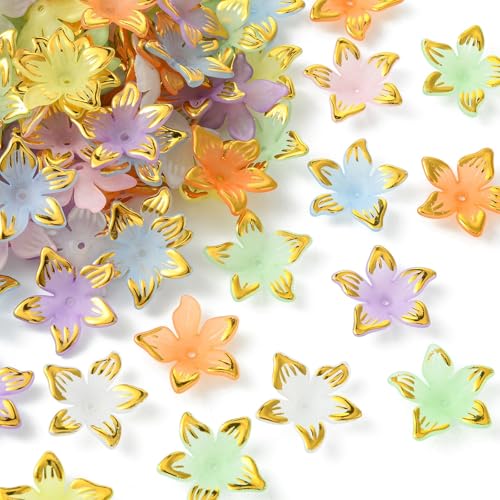 Airssory 100 Stück Acryl-Endkappen für 5-Petal-Blumen-Perlen, Blume, Lilie, lose Abstandshalter, Perlen, Kappen, Großpackung für Schmuckherstellung, Halskette, Armband, Handwerk Airssory 100 Stück Acryl-Endkappen für 5-Petal-Blumen-Perlen, Blume, Lilie, lose Abstandshalter, Perlen, Kappen, Großpackung für Schmuckherstellung, Halskette, Armband, Handwerk von Airssory