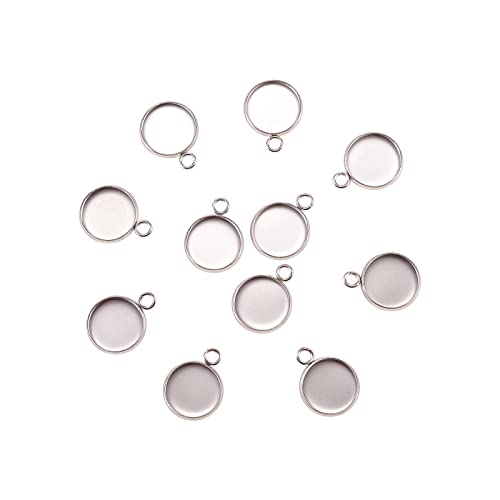 Airssory 100 Stück Eisenbeschichtung (IP) 304 Edelstahl Anhänger Cabochon Fassungen Schlichter Rand Lünette Becher flach rund für Bastelzubehör – 16,5 x 13,5 mm von Airssory