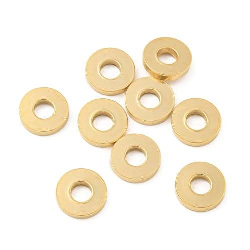 Airssory 100 Stück Goldene Farbe 8 mm flache runde Abstandshalter Perlen Disc Rondelle lose Perlen für DIY Schmuck Armband Halskette Ohrring Handwerk Tasche Schlüsselanhänger Dekor von Airssory