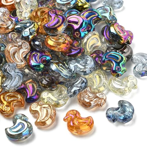 Airssory 100 Stück gemischte Farben Ente Glasperlen Schöne Bauernhoftiere Kristallperlen für DIY Schmuck Armband Halskette Ohrring Handwerk Tasche Schlüsselanhänger Telefon Dekor von Airssory