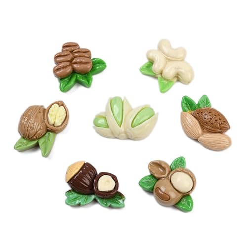 Airssory 100 Stück gemischte Formen Imitation Nüsse Harz Cabochons Lebensmittel Snack Bohnen Flatback Charms für Armband Halskette Schmuckherstellung Scrapbooking Verzierungen DIY Handwerk Bulk von Airssory