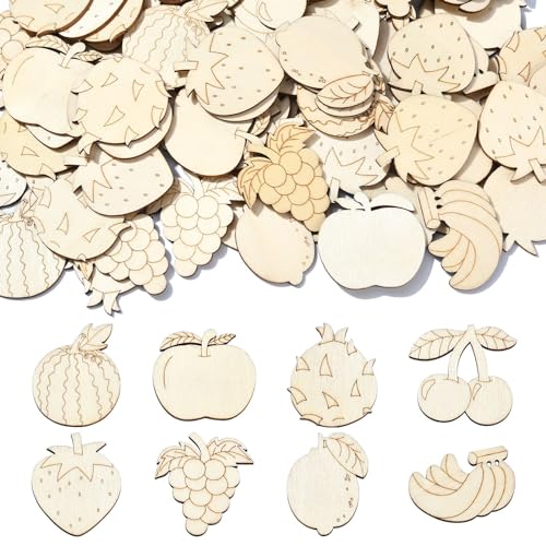 Airssory 100 Stück gemischte Stile, Obst-Thema, unlackiertes Holz, Ausschnitte, Apfel, Erdbeere, Kirsche, Banane, Holzscheiben für Bastelarbeiten, Drucken, Kunst, Handwerk, Verzierungen Airssory 100 Stück gemischte Stile, Obst-Thema, unlackiertes Holz, Ausschnitte, Apfel, Erdbeere, Kirsche, Banane, Holzscheiben für Bastelarbeiten, Drucken, Kunst, Handwerk, Verzierungen von Airssory