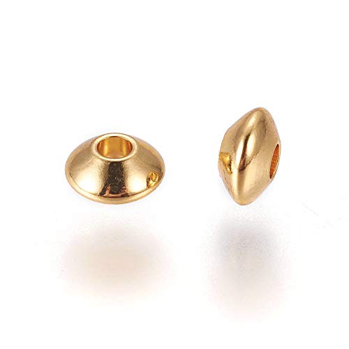 Airssory 100 Stück goldene Farbe 4 mm Abakus lose Perlen flache runde Scheibe Rondelle Spacer Perlen für DIY Schmuck Armband Halskette Ohrring Handwerk Tasche Schlüsselanhänger Dekor von Airssory