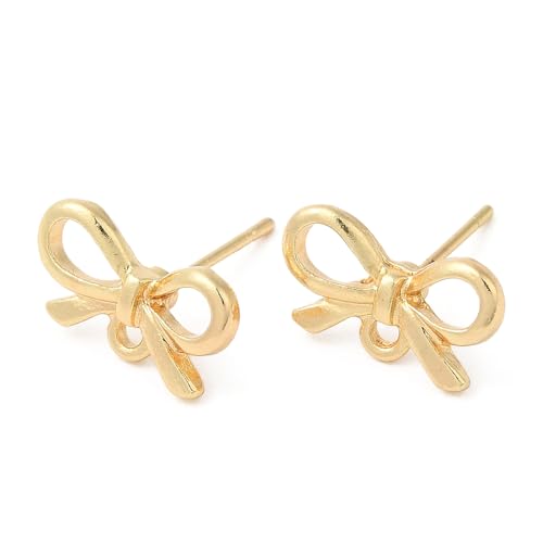 Airssory 100 Stück goldene Mini-Ohrstecker mit Fliege und Metalllegierung mit 304 Edelstahl-Stift, Schleifen-Ohrstecker für DIY-Schmuck, Ohrringherstellung, Dekoration, 100 Stück von Airssory