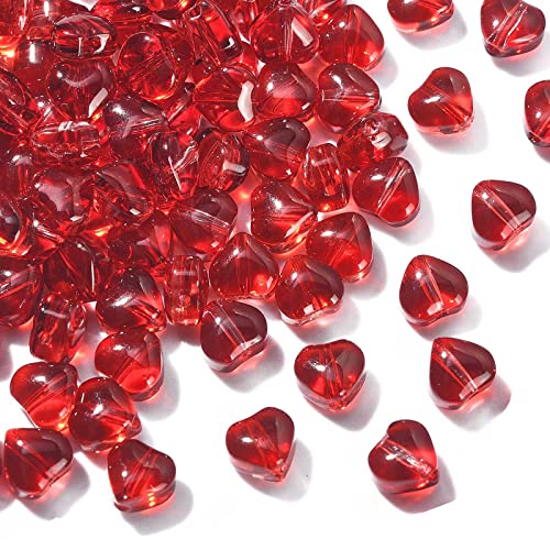 Airssory 100 Stück handgefertigte Lampwork-Glas-Kristallperlen rote süße Herzen lose Perlen für die Schmuckherstellung von Airssory