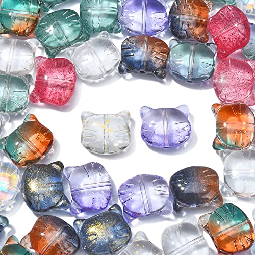 Airssory 100 Stück transparente Kätzchenkopf-Abstandshalter Glasperlen Katze Perlen für die Schmuckherstellung von Airssory