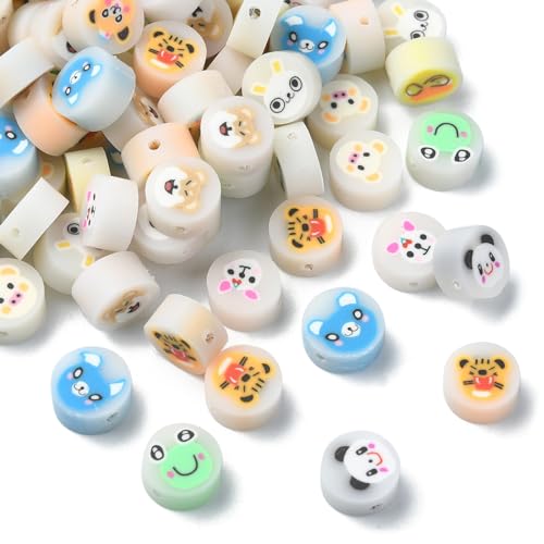 Airssory 100 Stück weiße runde Perlen mit Tiermuster, handgefertigte Polymer-Ton, lose Perlen, schöne Abstandshalter für Haustiere, Panda, Kaninchen, Abstandshalter für DIY-Schmuck, Handwerk, 100 Airssory 100 Stück weiße runde Perlen mit Tiermuster, handgefertigte Polymer-Ton, lose Perlen, schöne Abstandshalter für Haustiere, Panda, Kaninchen, Abstandshalter für DIY-Schmuck, Handwerk, 100 von Airssory