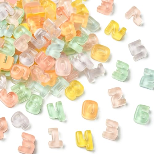 Airssory 100 Stück zufällige Farben Zahlen 0-9 Harz Ornament Cabochons Transparent Mini Zahl ohne Loch Perlen für DIY Schmuck Verzierung Handwerk Home Schreibtisch Telefon Dekor Bulk von Airssory