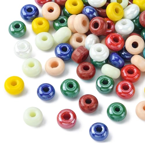 Airssory 100 Stück zufällige farbige handgefertigte Lampwork-Glasperlen Rondelle großes Loch Perlen für Schmuckherstellung von Airssory
