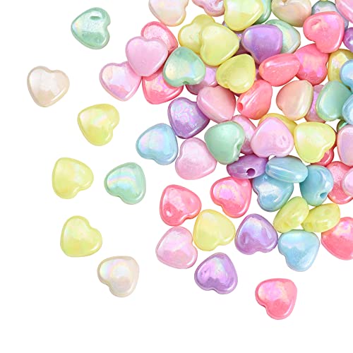 Airssory 130 Stück Regenbogen-Pastell-Herz-Perlen, bunte Kunststoff-Acrylperlen, AB-Farbe, Abstandshalter, zufällige Farbe für Schmuckherstellung, 12 mm Airssory 130 Stück Regenbogen-Pastell-Herz-Perlen, bunte Kunststoff-Acrylperlen, AB-Farbe, Abstandshalter, zufällige Farbe für Schmuckherstellung, 12 mm von Airssory
