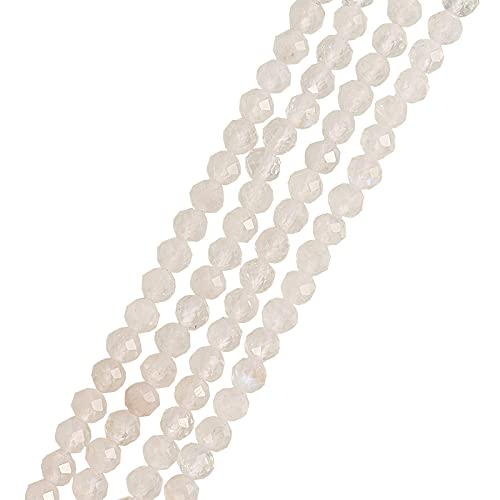 Airssory 145 Stück facettierte, runde natürliche Mondstein-Perlen, lose Edelsteine, kleine Perlen für Schmuckherstellung, DIY-Handwerk – 3 mm von Airssory