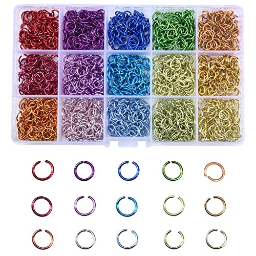 Airssory 1500 Stück 15 Farben Aluminium Biegeringe Offene Biegeringe Runde Ringe für Ohrringe Herstellung Halsketten Armbänder Reparatur Zubehör – 8 x 1 mm von Airssory