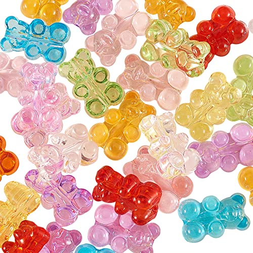 Airssory 180 Stück 9 Farben 1,6 mm Loch Kawaii Candy Farbe Gummibärchen Transparent Acryl Lose Perlen Sortierte Lot für Haarschmuckherstellung DIY - 18,5 x 12 mm von Airssory