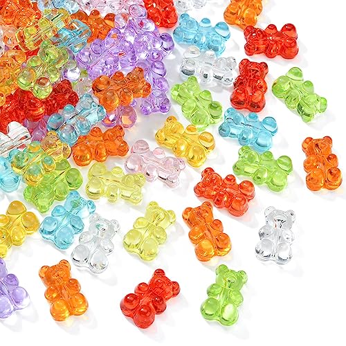 Airssory 180 Stück 9 Farben 1,6 mm Loch Kawaii Candy Farbe Gummibärchen Transparent Acryl Lose Perlen Sortierte Lot für Haarschmuckherstellung DIY - 18,5 x 12 mm von Airssory