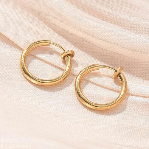 Airssory 2 Paar 16 mm 304 Edelstahl goldene Farbe einziehbare Clip-On-Creolen Haken nicht durchbohrte Ohren Federfunde für DIY Schmuck Ohrring Herstellung Dekor Bulk Airssory 2 Paar 16 mm 304 Edelstahl goldene Farbe einziehbare Clip-On-Creolen Haken nicht durchbohrte Ohren Federfunde für DIY Schmuck Ohrring Herstellung Dekor Bulk von Airssory