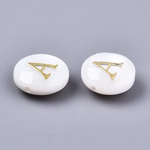 Airssory 20 Stück 8 mm flache runde natürliche Süßwasser-Muschelperlen mit Buchstabe A Messing-Verzierungen Alphabet Initialen Perlen für DIY Schmuck Armband Halskette Handwerk Dekor Airssory 20 Stück 8 mm flache runde natürliche Süßwasser-Muschelperlen mit Buchstabe A Messing-Verzierungen Alphabet Initialen Perlen für DIY Schmuck Armband Halskette Handwerk Dekor von Airssory