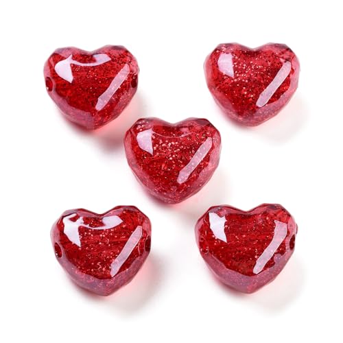 Airssory 20 Stück Glitzer-Puder, rote Herzperlen, europäische Perlen, Liebe, Herz, großes Loch, Abstandshalter, Perlen für DIY-Schmuck, Armband, Halskette, Ohrringe, Tasche, Schlüsselanhänger Airssory 20 Stück Glitzer-Puder, rote Herzperlen, europäische Perlen, Liebe, Herz, großes Loch, Abstandshalter, Perlen für DIY-Schmuck, Armband, Halskette, Ohrringe, Tasche, Schlüsselanhänger von Airssory