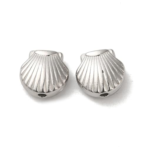 Airssory 20 Stück platinfarbene Muschelformen, 304 Edelstahl, Ozean, Meerestiere, Abstandhalter, lose Perlen für DIY-Schmuck, Bastelzubehör Airssory 20 Stück platinfarbene Muschelformen, 304 Edelstahl, Ozean, Meerestiere, Abstandhalter, lose Perlen für DIY-Schmuck, Bastelzubehör von Airssory