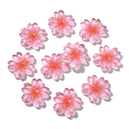 Airssory 20 Stück rosa orientalische Kirschblüten Blumen flache Rückseite lose Perlen für Schmuckherstellung DIY Handwerk Scrapbook Verschönerung von Airssory