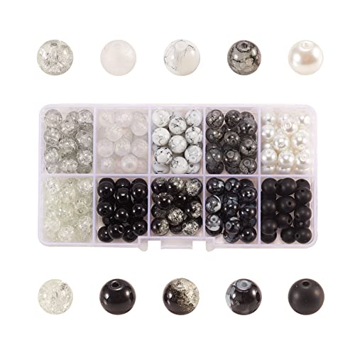 Airssory 200 Stück 10 Stile Schwarz und Weiß Serie DIY Glas Runde Perlen Sets für DIY Halskette Schmuckherstellung Basteln Zubehör - 8 mm Airssory 200 Stück 10 Stile Schwarz und Weiß Serie DIY Glas Runde Perlen Sets für DIY Halskette Schmuckherstellung Basteln Zubehör - 8 mm von Airssory