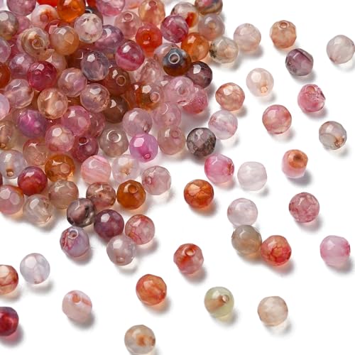 Airssory 200 Stück 4 mm natürliche Achat lose Perlen rosa facettierte runde Edelsteinperlen für DIY Schmuckherstellung Armband Halskette Ohrringe Handwerk von Airssory