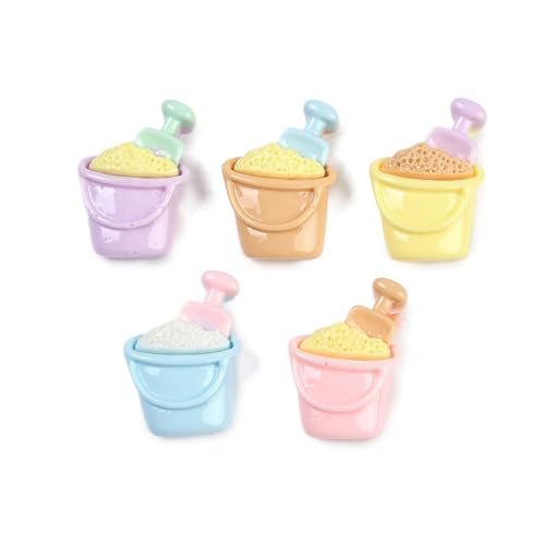 Airssory 200 Stück gemischte Farben Sandeimer Harz Cabochons Meer Strand Thema flache Rückseite Charms für DIY Schmuck Dekor Scrapbooking Schlüsselanhänger Handyhülle Tasche Schuhe Bastelbedarf von Airssory