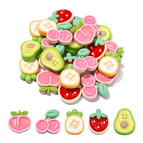 Airssory 25 Stück 5 Stile Imitation Obst undurchsichtig Harz Cabochons niedliche Lebensmittel Pfirsich Avocado Kirsche Erdbeere Ananas flache Rückseite Nohole Perlen für DIY Handwerk Airssory 25 Stück 5 Stile Imitation Obst undurchsichtig Harz Cabochons niedliche Lebensmittel Pfirsich Avocado Kirsche Erdbeere Ananas flache Rückseite Nohole Perlen für DIY Handwerk von Airssory