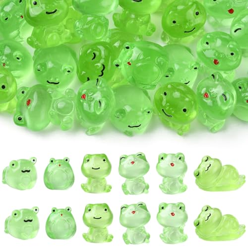 Airssory 30 Stück 6 Stile Leuchtende schöne Frosch Harz Ornament Cabochons 3D Tiere ohne Loch Perlen für DIY Schmuck Verzierung Handwerk Home Schreibtisch Dekor Supplies Bulk von Airssory