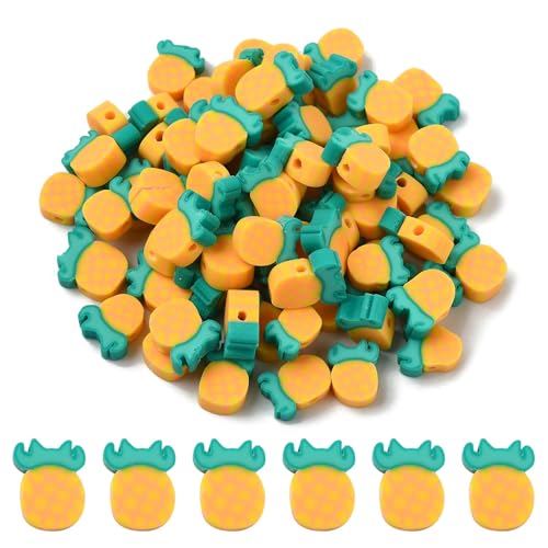 Airssory 380 Stück Sommergelbe Ananas-Scheiben-Polymer-Ton-Perlen, niedliche Lebensmittel, tropische Früchte, Abstandshalter, Perlen für Schmuckherstellung, Armband, Halskette, Ohrringe, DIY Handwerk von Airssory