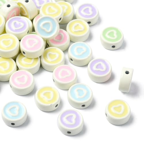 Airssory 40 Stück gemischte Farben, flach, rund, mit Herz-Perlen, Metalllegierung, Abstandshalter, Emaille-Perlen für Valentinstag, Hochzeit, Muttertag, Weihnachten, Schmuckherstellung, Armbänder, Airssory 40 Stück gemischte Farben, flach, rund, mit Herz-Perlen, Metalllegierung, Abstandshalter, Emaille-Perlen für Valentinstag, Hochzeit, Muttertag, Weihnachten, Schmuckherstellung, Armbänder, von Airssory