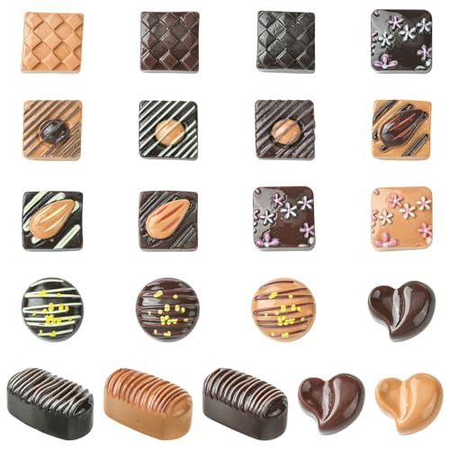 Airssory 42 Stück 21 Stile Imitation Schokolade Harz Ornament Cabochons Dessert Sweet Food Kein Loch Perlen Display für DIY Schmuck Verzierung Handwerk Home Office Schreibtisch Dekor von Airssory