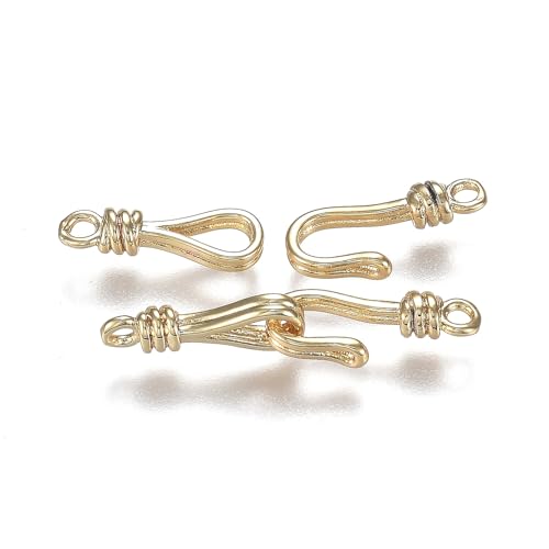 Airssory 5 Sets S-Haken- und Ösenverschlüsse aus Messing, goldener S-Haken, Ring, Knebelverschluss, Schmuckverschlüsse, Verbindungsstücke für Halsketten, Armbänder, Bastelarbeiten Airssory 5 Sets S-Haken- und Ösenverschlüsse aus Messing, goldener S-Haken, Ring, Knebelverschluss, Schmuckverschlüsse, Verbindungsstücke für Halsketten, Armbänder, Bastelarbeiten von Airssory