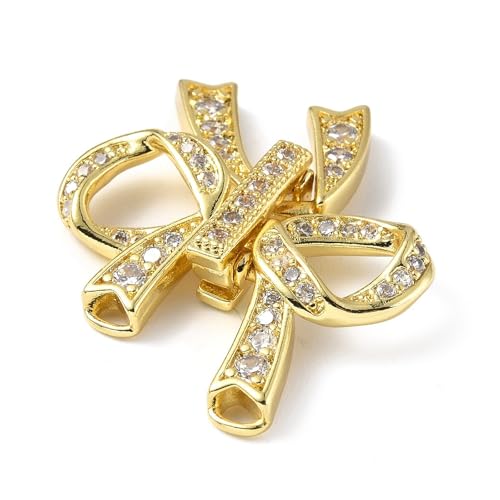 Airssory 5 Sets Zirkonia-Faltverschlüsse, Messing-Schleife, Schnappverschluss, Halsketten-Anhänger, goldene Halsketten-Verschlüsse, Charms für Schmuckherstellung, DIY Airssory 5 Sets Zirkonia-Faltverschlüsse, Messing-Schleife, Schnappverschluss, Halsketten-Anhänger, goldene Halsketten-Verschlüsse, Charms für Schmuckherstellung, DIY von Airssory