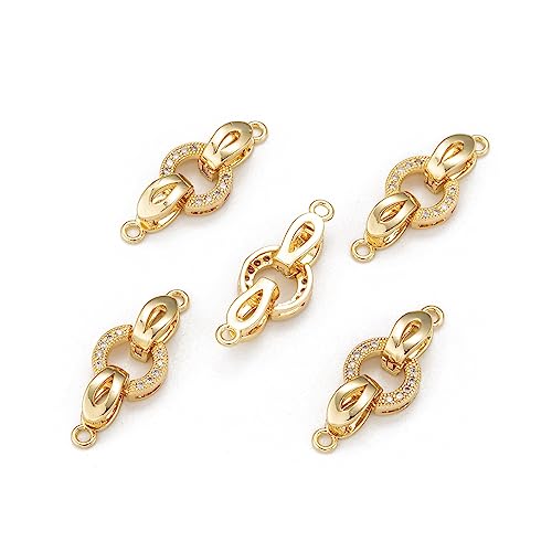 Airssory 5 Sets ovale Form Messing Mikro-Pavé-Faltschließe mit kubischen Zirkonia-Faltverschlüssen, Ellipse, Falt-Verschluss für Armband, Halskette, Fußkettchen, DIY, Schmuckherstellung, Ohrringe von Airssory
