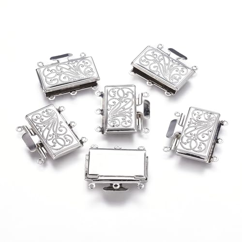 Airssory 5 Sets rechteckige, mehrsträngige Kastenverschlüsse, Messing, Blume, 6 Löcher, Armbandverschlüsse, Kastenende, Kettenverschluss für Schmuck, Bastelbedarf Airssory 5 Sets rechteckige, mehrsträngige Kastenverschlüsse, Messing, Blume, 6 Löcher, Armbandverschlüsse, Kastenende, Kettenverschluss für Schmuck, Bastelbedarf von Airssory