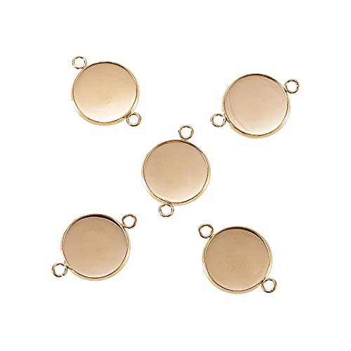 Airssory 5 Stück 16mm Edelstahl Cabochon Anschlusseinstellungen Glatte Kante Lünette Tassen Flach Rund Golden für DIY Schmuckherstellung von Airssory