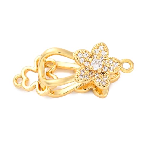 Airssory 5 Stück Blume Messing Mikro-Pavé Zirkonia Faltverschlüsse Floral Falt-Verschlüsse für DIY Schmuckherstellung Armband Ohrringe Halskette Fußkettchen Verbinder 27 mm von Airssory