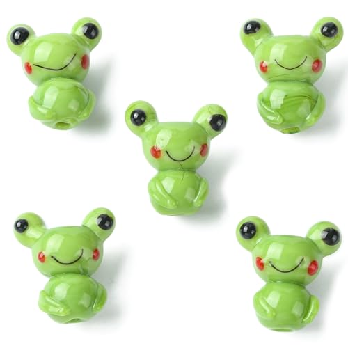 Airssory 5 Stück Lampwork Glas lose Perlen Spacer Cartoon Tier Geen Frosch Perlen für Schmuckherstellung DIY Armbänder Bastelbedarf von Airssory